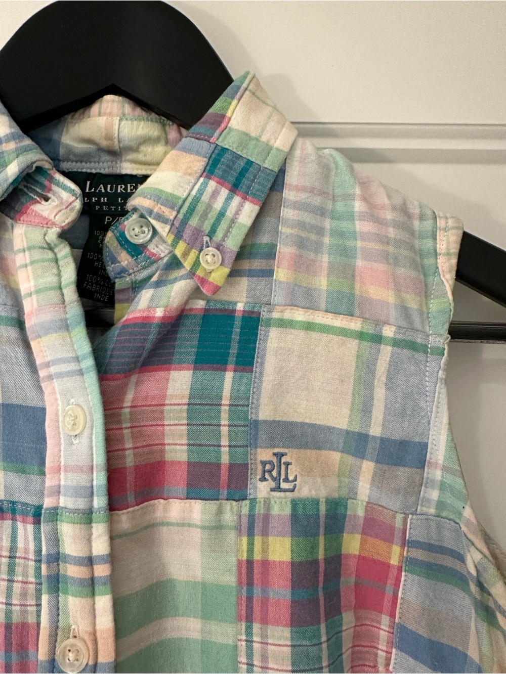 🤍 XS Ralph Lauren Vintage Plaid Button-Front Mini Dress 100% Cotton - Picture 4 of 15